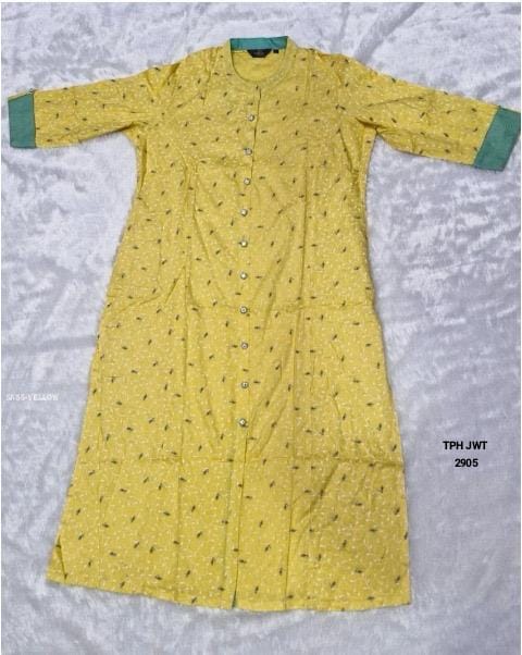 Traditional Front-Button Straight Long Shirt-Style Kurti
